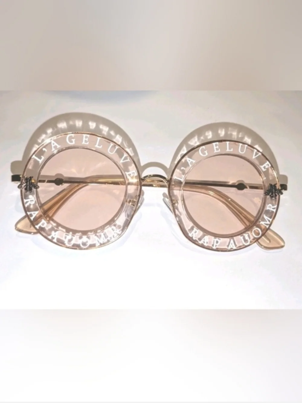 Round Luxury Tea Tint Bold Statement Print Sunglasses